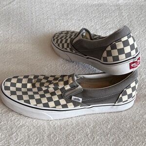 Vans Gray and Cream Checkerboard Slip-Ons size 11